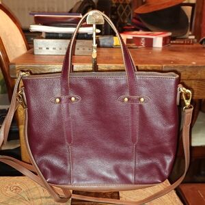 Fossil Dark Red & Brown Colorblock Leather Crossbody NWOT $250 Estimated Retail